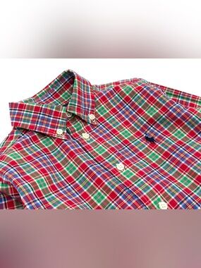 EUC Ralph Lauren Holiday / Christmas Plaid Button Down Shirt In Red & Green 4/4T